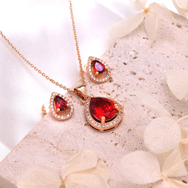 Zircon Set Ketting en Oorbellen